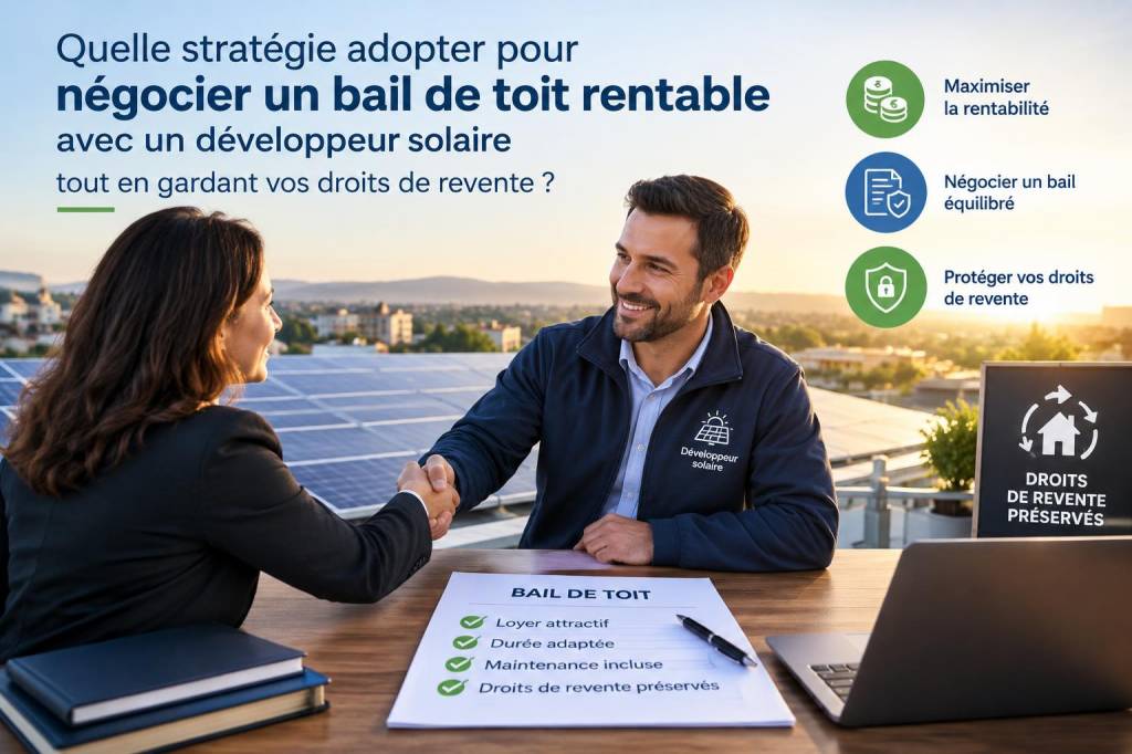 Quelle stratégie adopter pour négocier un bail de toit rentable avec un développeur solaire tout en gardant vos droits de revente