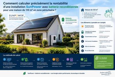 Comment calculer précisément la rentabilité d'une installation sunpower avec batterie reconditionnée pour une maison de 110 m² en zone périurbaine