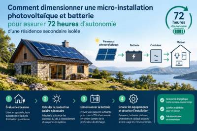Comment dimensionner une micro‑installation photovoltaïque et batterie pour assurer 72 heures d'autonomie d'une résidence secondaire isolée